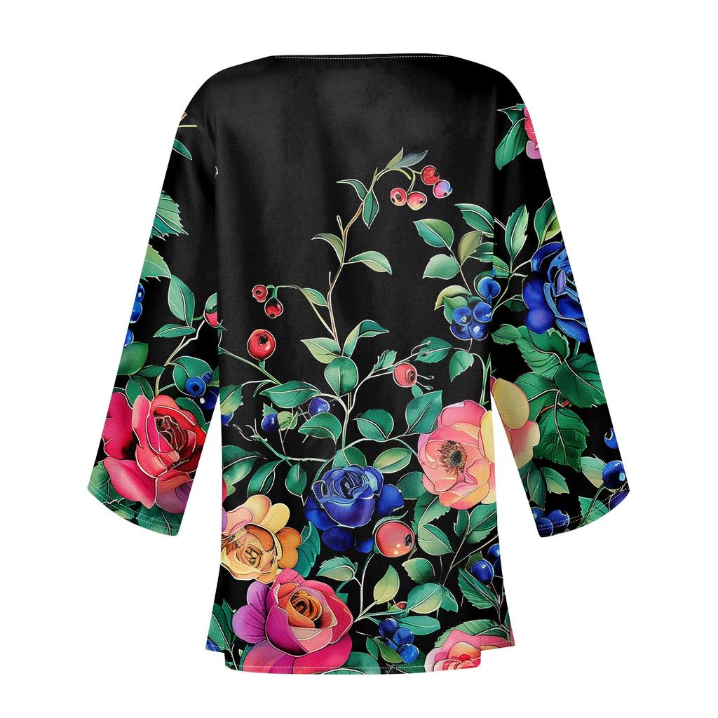 Cárdigan de chaqueta de longitud media ligera con estampado retro Caot de moda informal para mujer