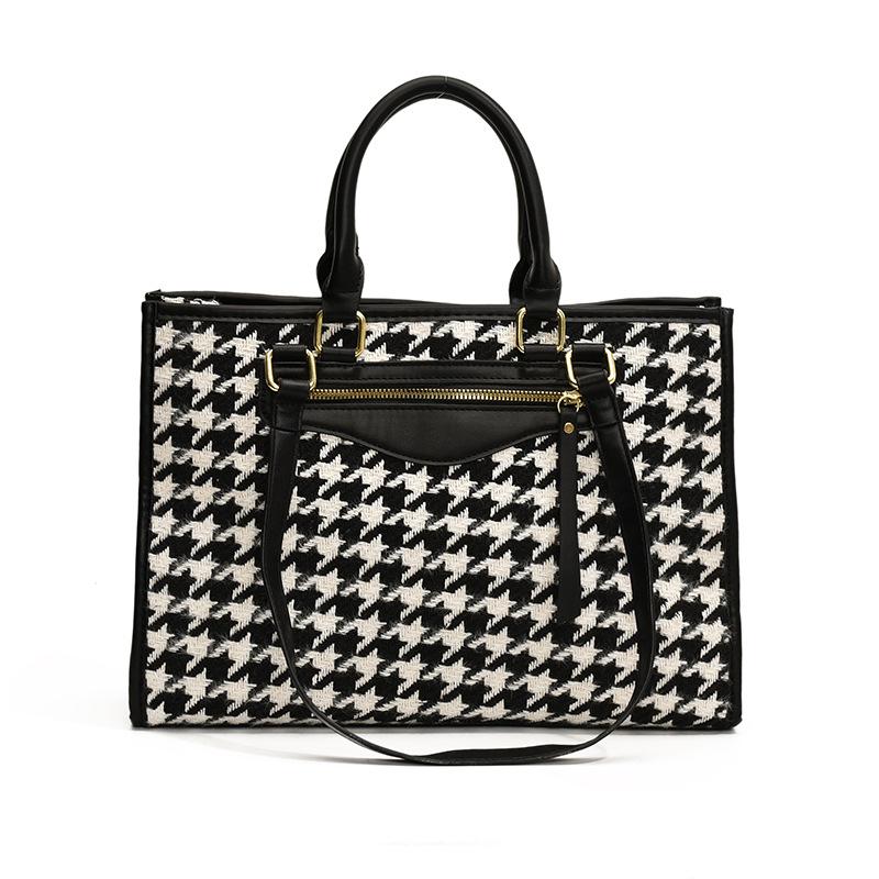 Niche bags, new bags, women's bags, fashionable commuting, thousand bird grid shoulder bags, large-capacity tote bags.