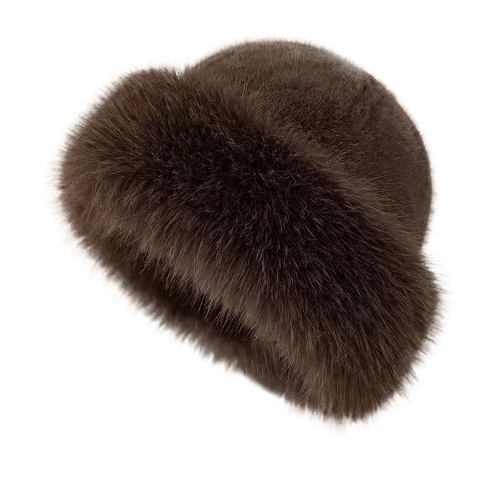 New Fluffy Fur Bucket Hat For Women Plush Fisherman Hat Warm Women's Winter Hat Thicken Cold Snowy Day Panama Cycling caps