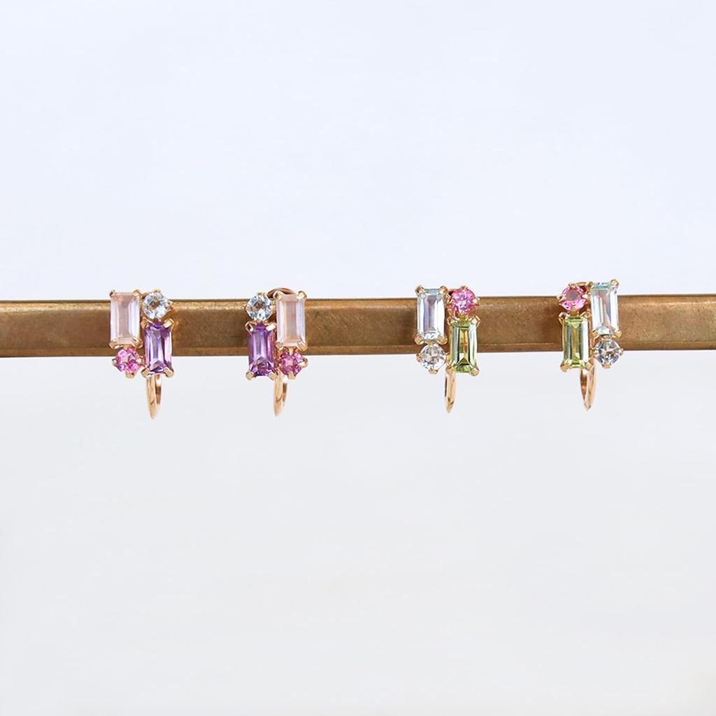 Peridot Multicolor Earrings In 10k Yellow Gold