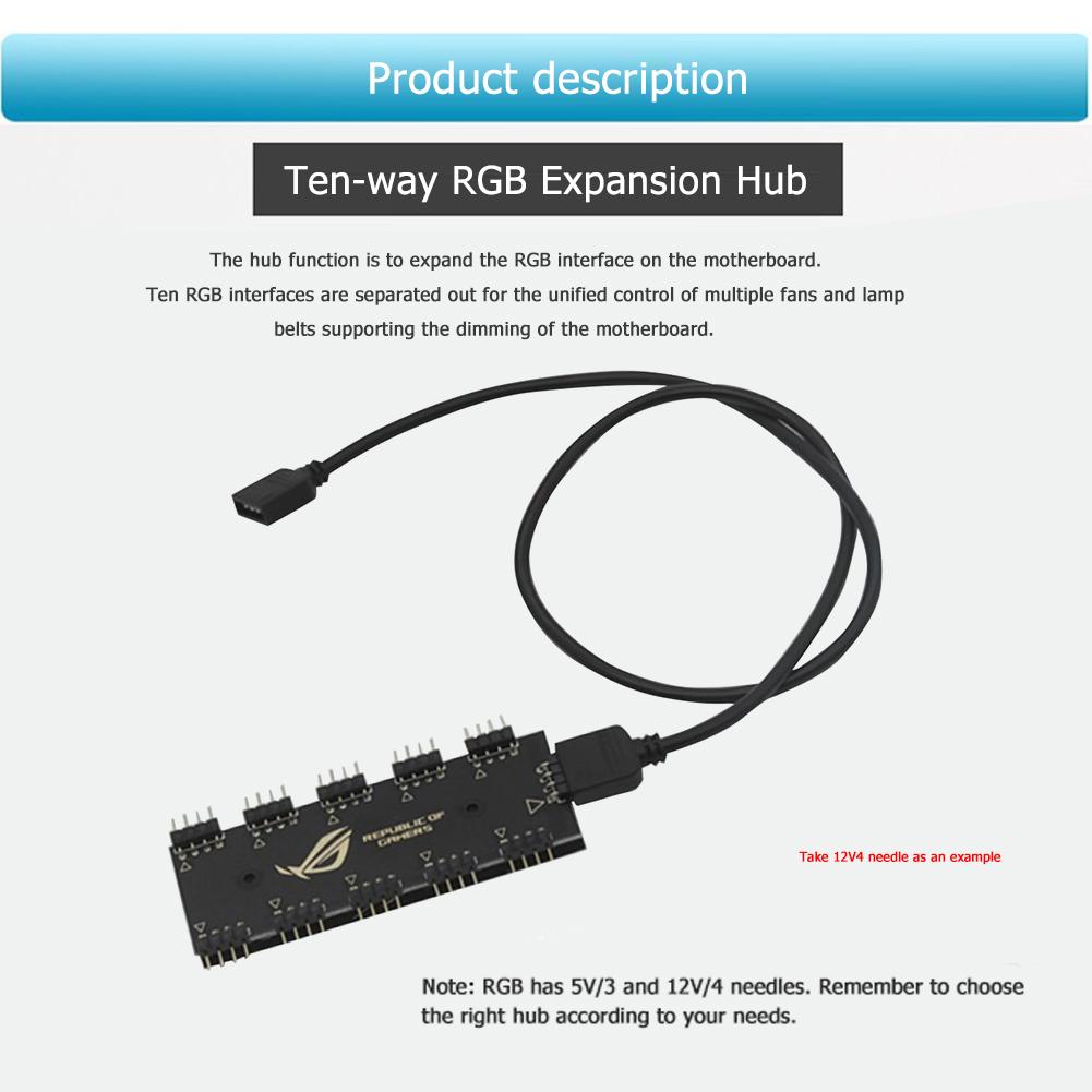 Motherboard RGB SYNC HUB 1 To 10 RGB Extension Cable Splitter for GIGABYTE AURA