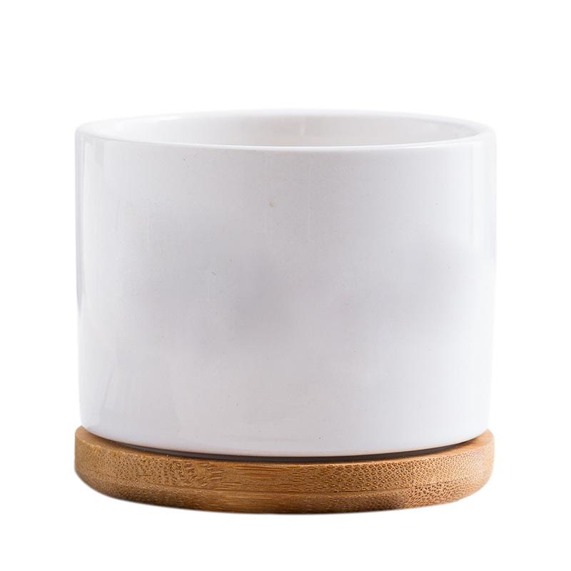 White Porcelain Succulent Flower Pot Home Gardening Copywriting Ceramic Small Pot Cross-border Simple Succulent Planting Pot