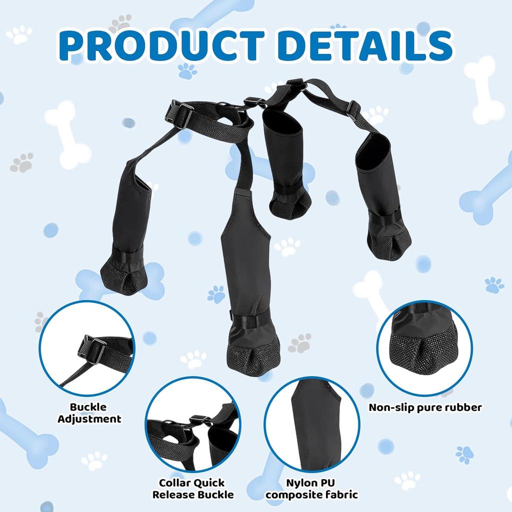 Dog Suspenders Boots, Dog Leggings, Suspender Dog Boots, Waterproof PU Puppy Shoes for Small Dogs, Black S Size Outfit for Indoor Outdoor Use