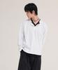 Akesi Contra Layered Henley Neck Long Sleeve_White And Black