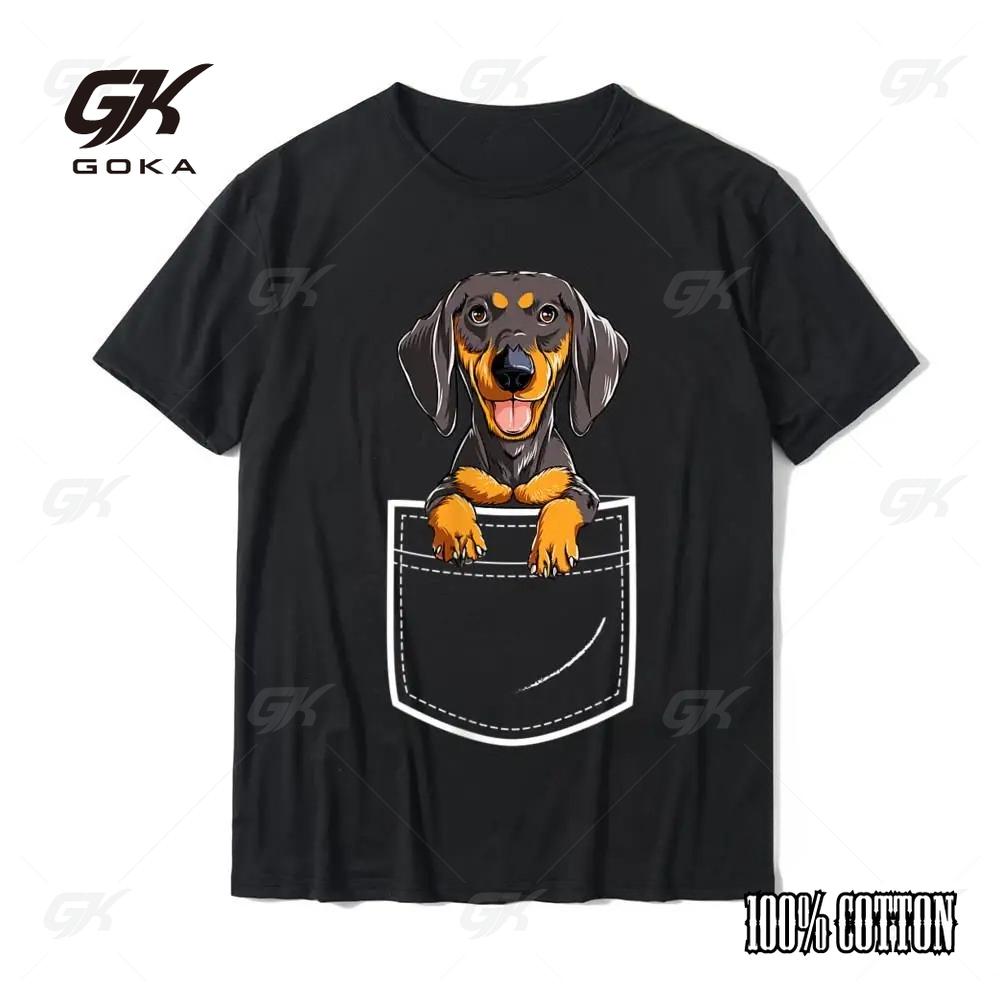 Dackel in deiner Vordertasche T-Shirt Hund Welpe Geschenke Niedlich Baumwolle Fitness Enganliegende T-Shirts Neu Ankommende Herren Top T-Shirts Party