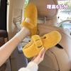 Small height increase cm fluffy slippers women's winter new velvet outer wear heel-less cotton slippers