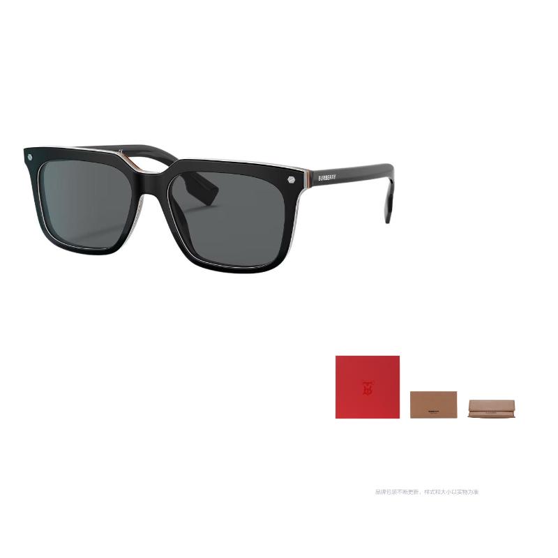 

Burberry striped logo lettering acetate irregular sunglasses men s black F чёрный