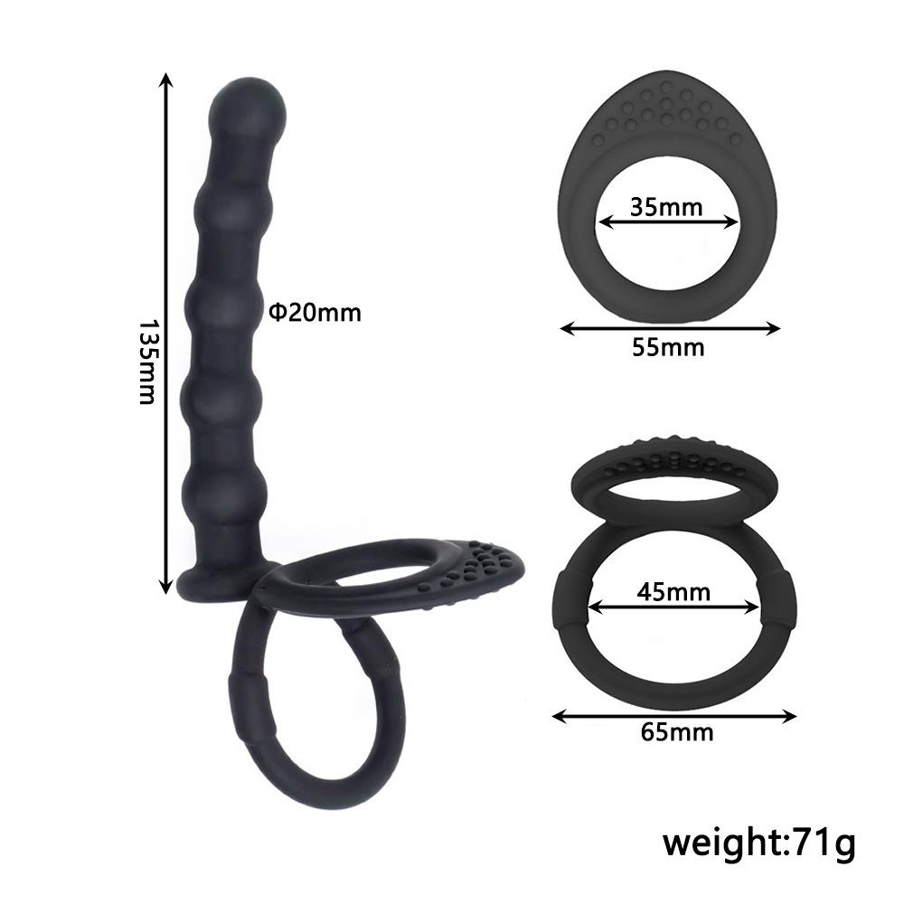 Silicone Anal Expansion for Men and Women Back Court Masturbation Device Double Ring Pull Beads Horseshoe Ring Butt Plug Adult Sex Product