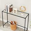 Console Table, Tempered Glass Table, Modern Sofa or Hall Table, Metal Frame, Adjustable Legs, For Living Room,