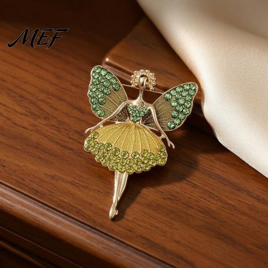 Alloy Lapel Pin Sparkling Rhinstone Ballet Fairy Brooch, Winged Dancer Girl Metal Bag Pin, Women Jewelry Accessories for Suit Dress Coat Scarf