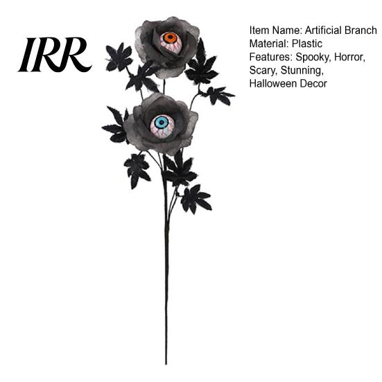 Artificial Halloween Branch Eyeball Flower Stem, Rose Floral Pick with Eyeball, Festive Accents Gothic Black Branches for Vase, Home Indoor