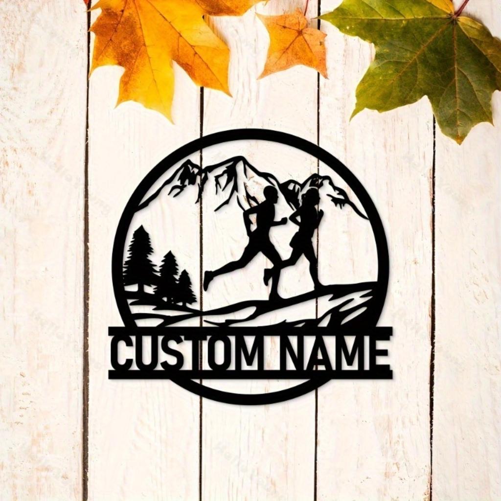 Customizable Metal Sign Running Silhouette Fairy Tale Family Name Wall Art Hot Sale