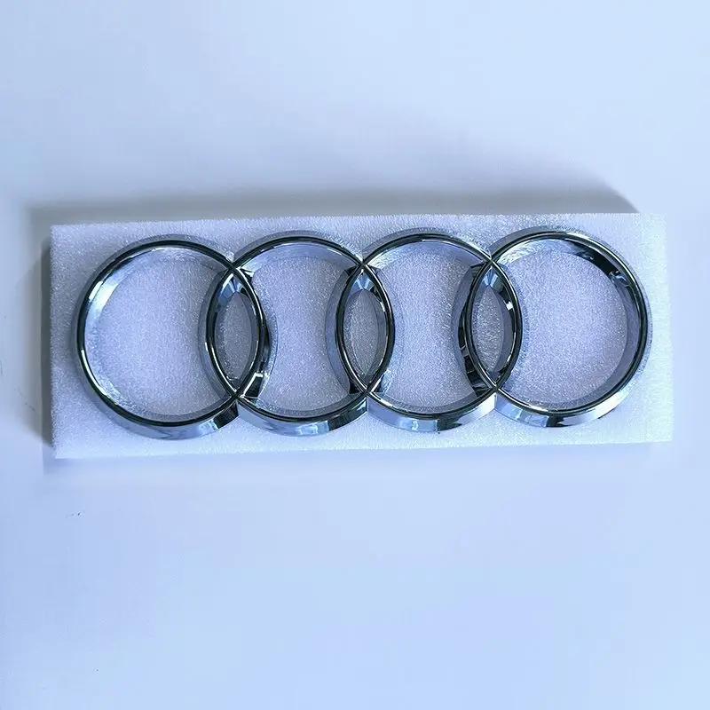 ABS Bright Black Silver Car Hood Front Grill Emblem Rear Trunk Badge Sticker for A R8 4Ring logo V10 Replacement Accessories