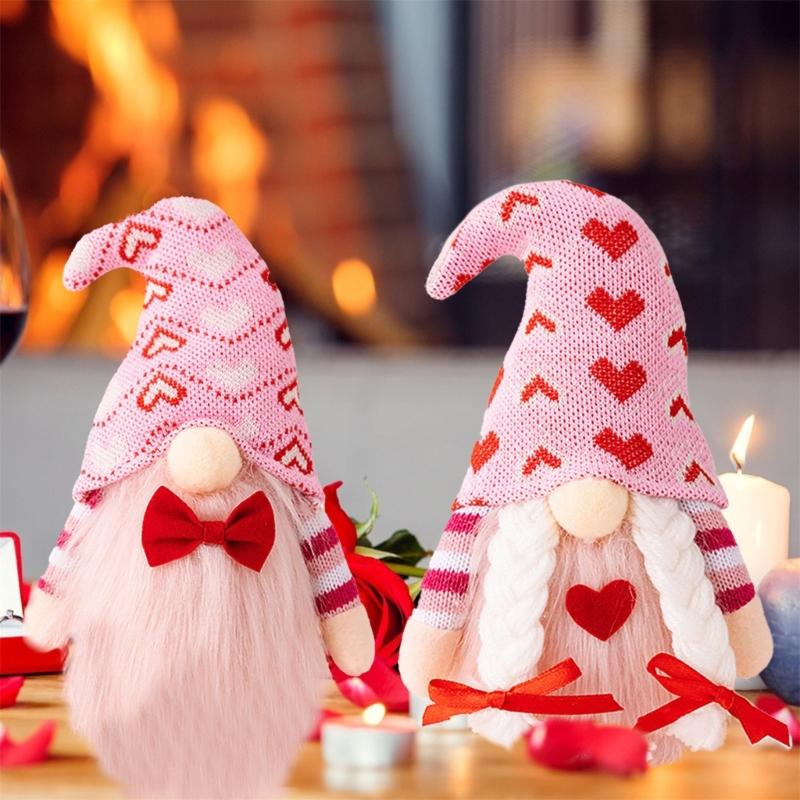Valentine's Day Gnomes Plush Decors,Mr and Mrs Tomte Swedish Gnome Home Table Gnomes Ornaments Valentine's Day Presents