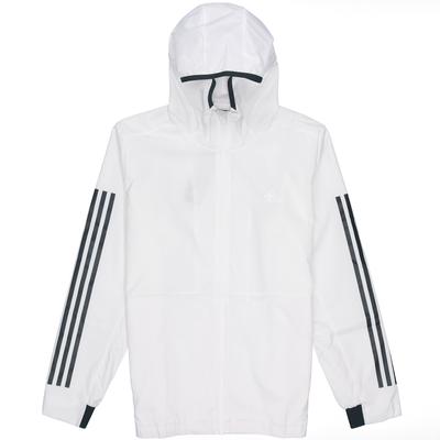 Sport-Zip-Hoodie-Jacke mit Drei-Streifen-Print für Herren, Oberteile, Weiß FM9430