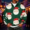 Men's Casual Flannel Quarter-Zip Long Sleeve Sweatshirt with Christmas Print