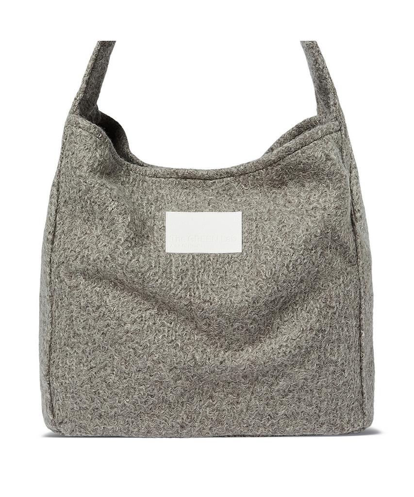 The Green Lab Boucle Wool Pouch Shoulder Bag Set [Melange Grey]