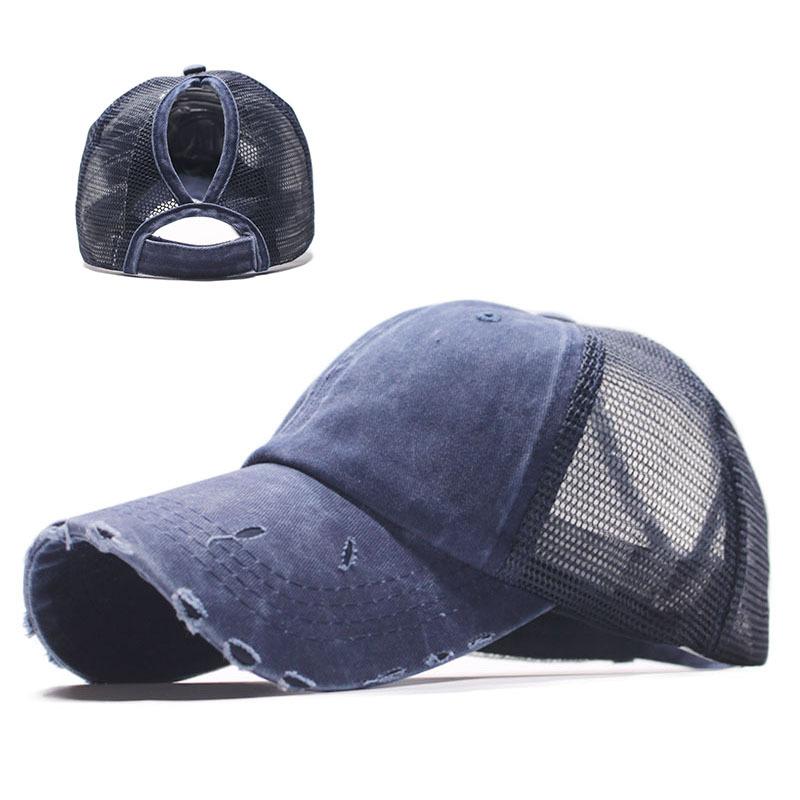 Ponytail Baseball Cap Worn Washed Mesh Cap Cap Women's European and American Hat