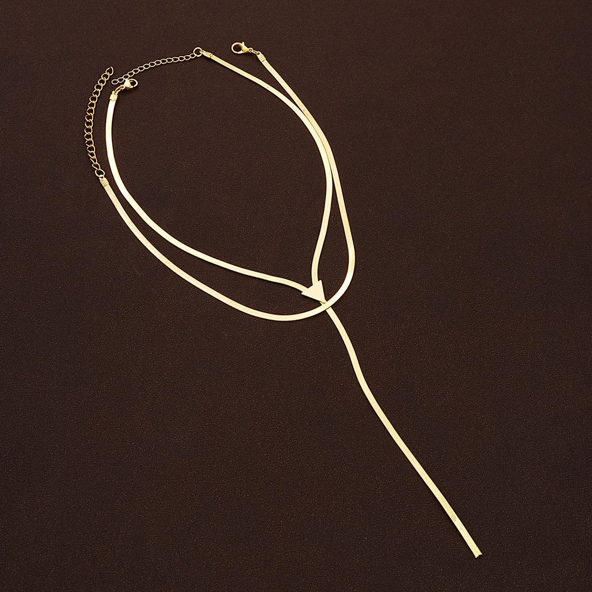 

Vintage Double Layer Flat Snake Bone Chain Necklace Bracelet Set for Women Punk Hip Hop Gold Color Choker Necklace Jewelry