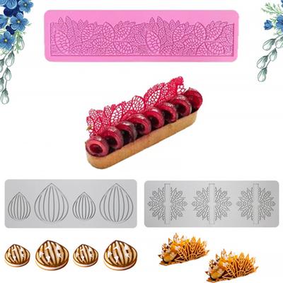 Dessert Mold Non-stick Pliable Cake Decorating Silicone Chestnut Flower Cake Lace Mold Bakery