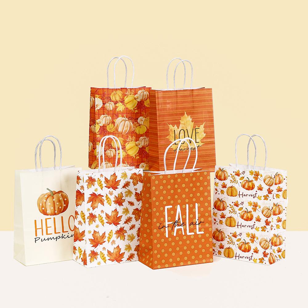 

StoBag Fall Pumpkin Paper Bags Maple Leaf Gift Wrapping Bags for Sweets Candy Autumn Thanksgiving Wedding Baby Shower Birthday 30pcs&15x8x21cm