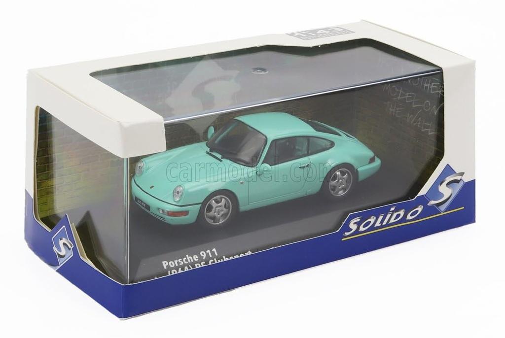 Solido Porsche 911 964 RS Diecast Car Scale Clubsport Coupe 1994 1/43 (Light Green) [Used]
