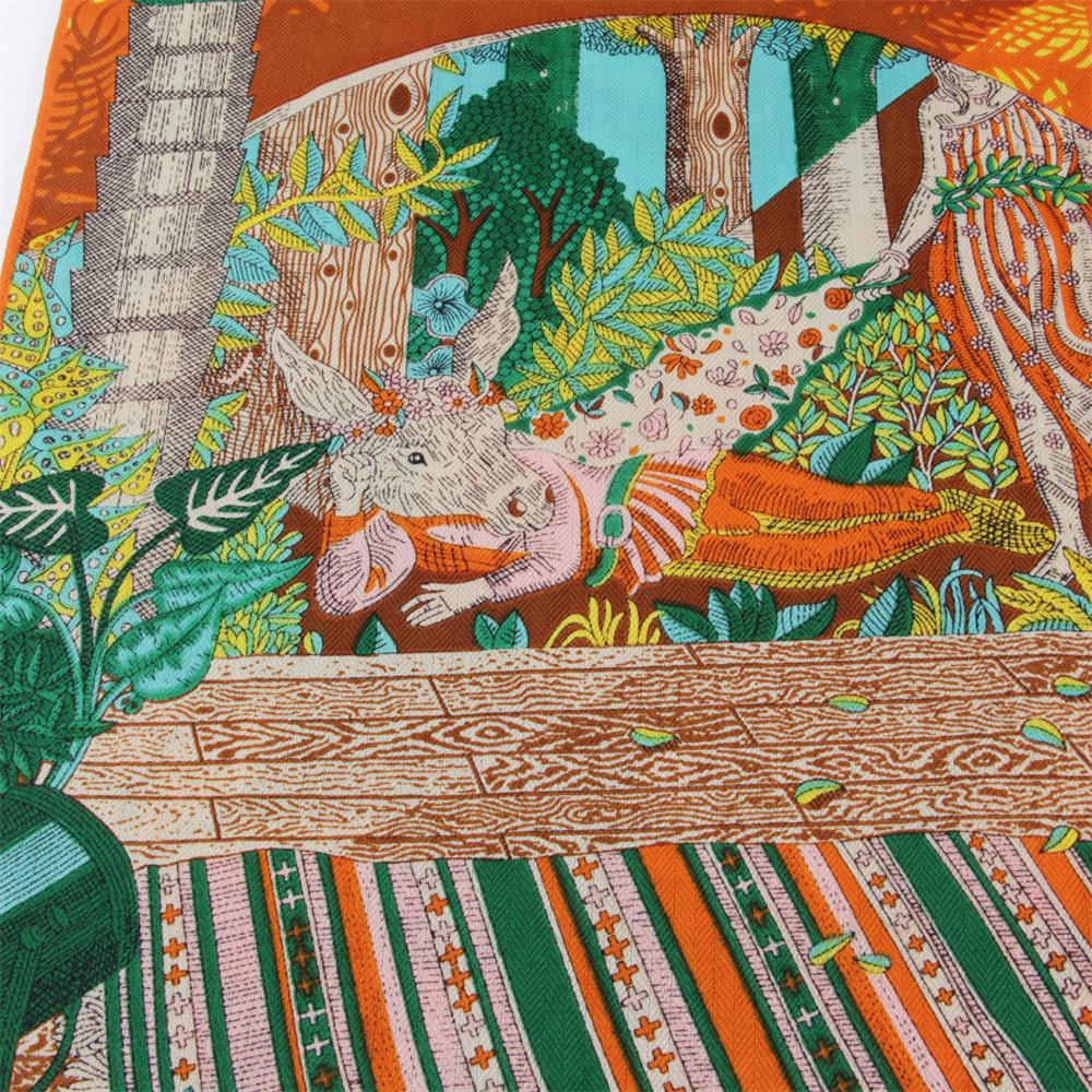 160X33Cm Winter Thicken Silk Cashmere Scarf Women Hand Rolled Shawls Forests Print Long Scarves Wraps Bandana Big Hijabs Female