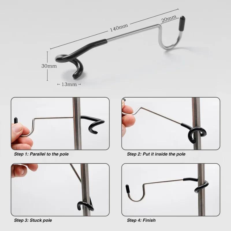 Camping Stainless Steel Lamp Holder Hook Portable Tent Pole Light Hanger Hunting Fishing Lantern Hanger Outdoor Camping Tools