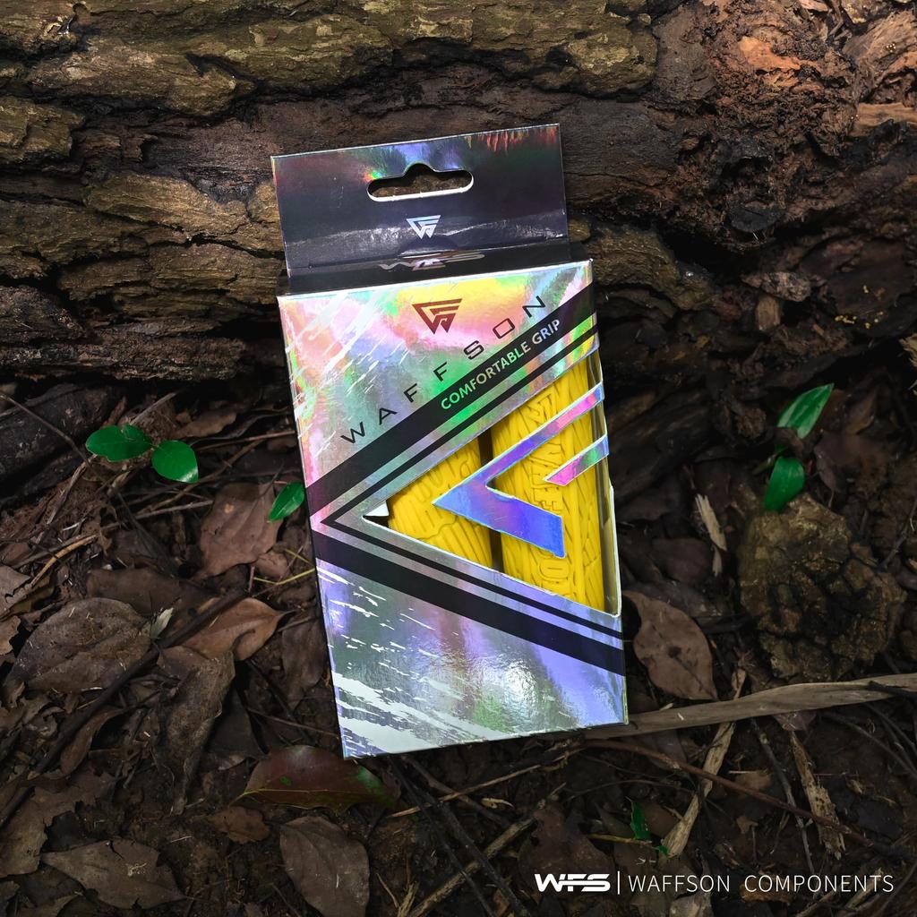 WFS World Map MTB Grips Single Clamp Ergonomic Mountain Bike Handlebar Grips Comfortable Vibration Damping for and Downhill Yellow Lock-On – Non-Slip