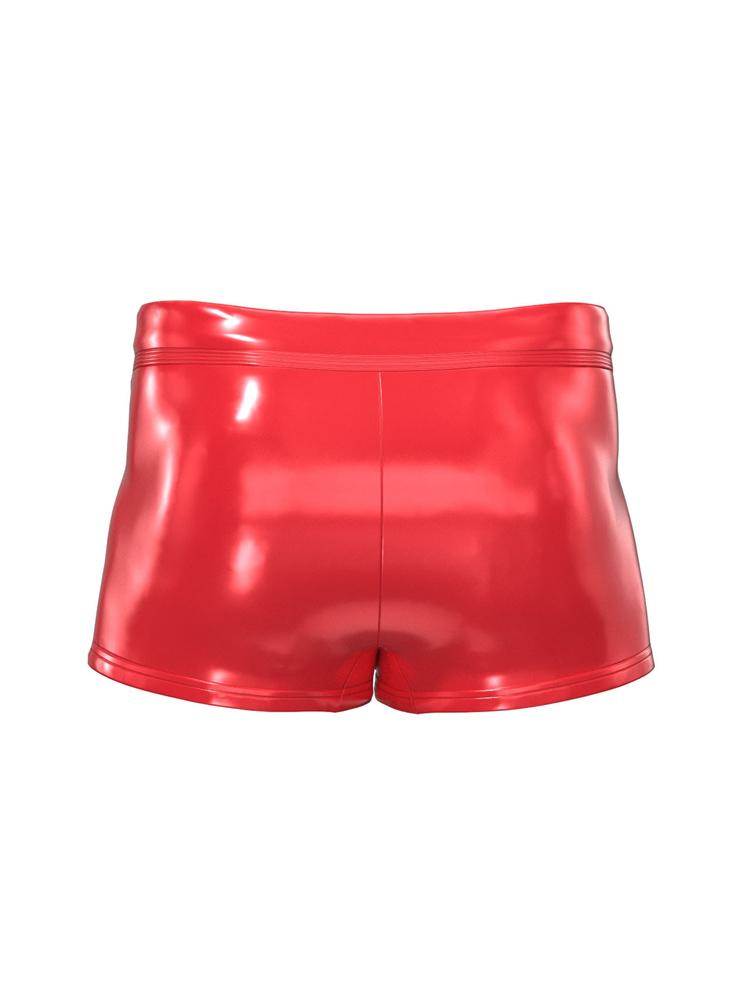Pánské boxerky z PVC kůže Sexy s knoflíkem otevřený rozkrok Erotické spodní prádlo Pánské klubové oblečení Spodní prádlo PU Wetlook Horké šortky