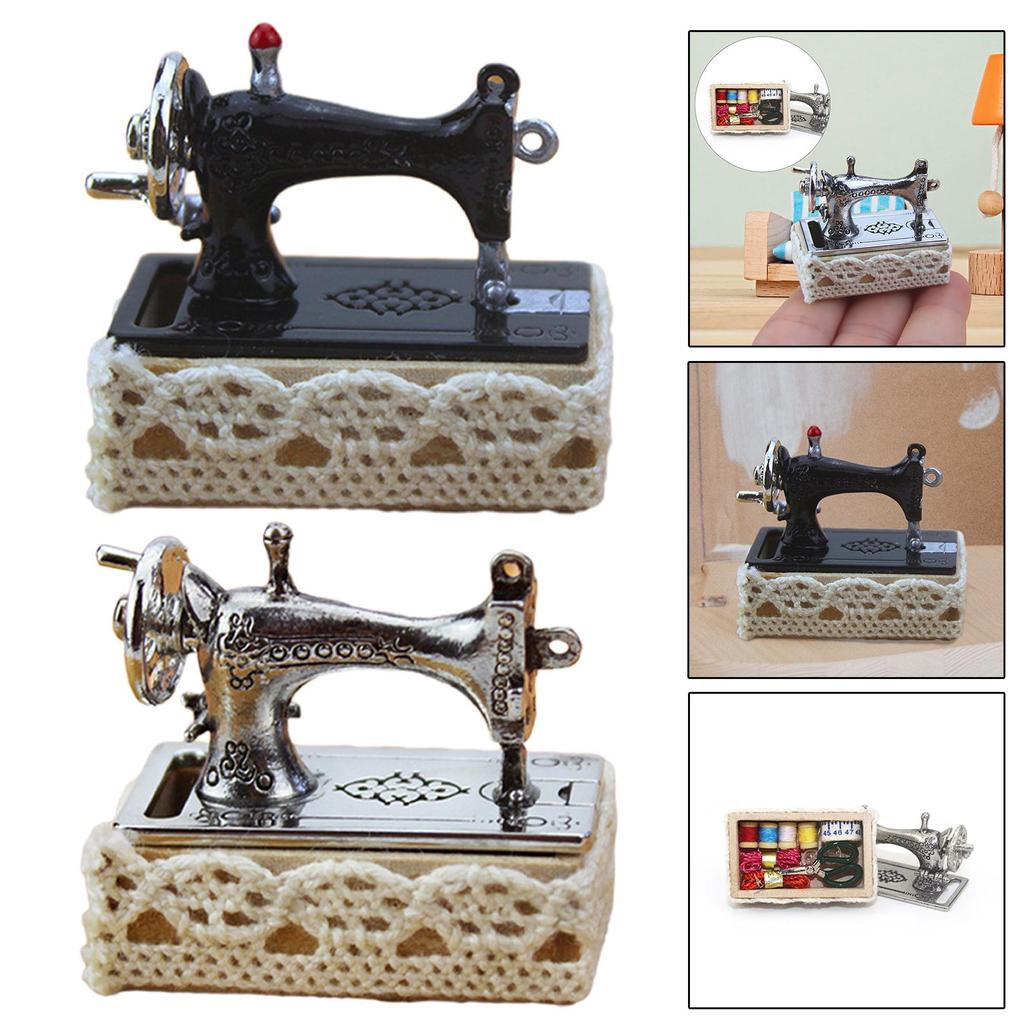 1:12 Dollhouse Miniature Sewing Machine Model for Living Room Bedroom Decor Ornament
