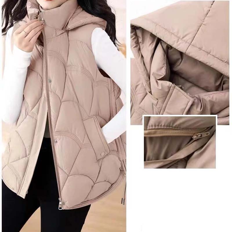 Damen Übergröße Warm Dick Warm Westen Herbst Winter Mode Locker Kapuzen Ärmellos Parka Mantel