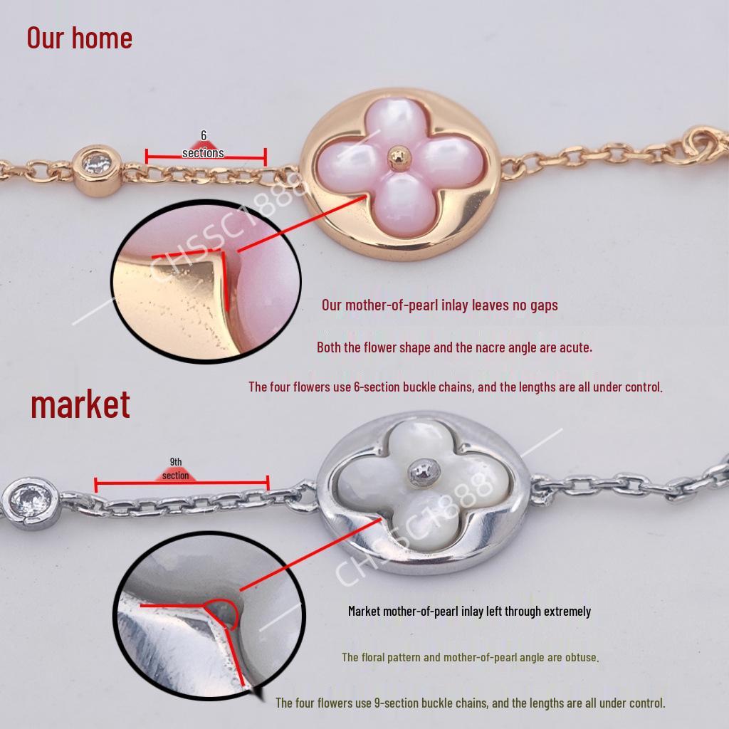 Luxusní sada náhrdelníku a náramku LV Clover & Flower z perleti