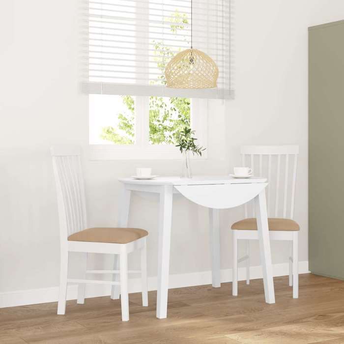 VidaXL Chaises à manger coussins 2 pcs blanc bois massif caoutchouc, chaise à dîner, chaise, chaise de salon, chaises à 4102506
