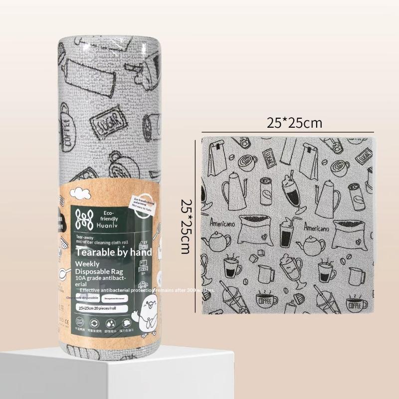 Tearable Microfiber Cleaning Cloth Roll Reusable With Cute Prints For Kitchen Wiping Home Use