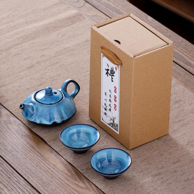 Chinesische Porzellanofenwechsel Keramik Teekanne Teetasse Tragbares Kung Fu Tee Set Geschenk