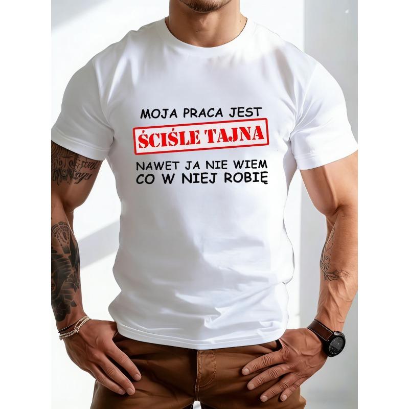 

European sizes Men S Casual Short-Sleeve Shirt for Summer, Featuring Polish Style with Polish Text, Machine Washable with a Round Neck 4XL білий