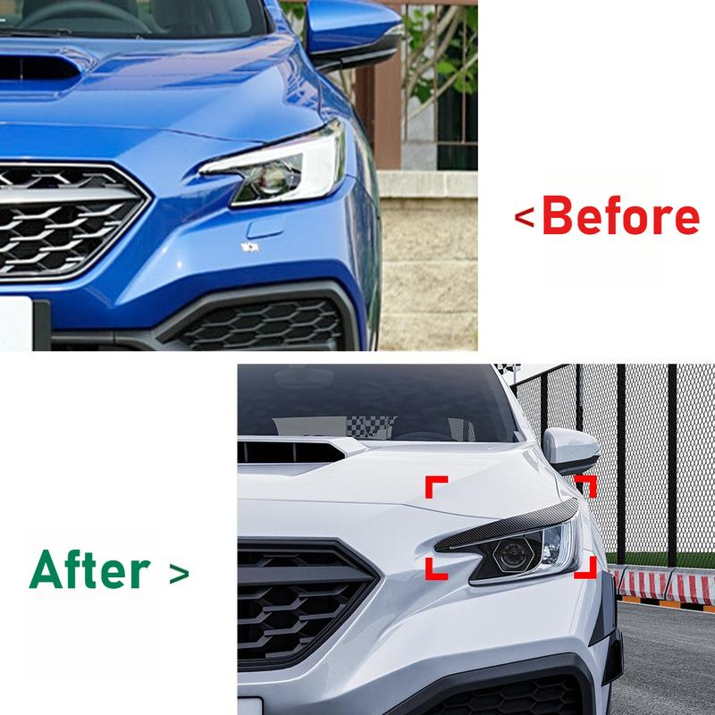 Car Headlight Eyebrows Eyelid ABS Gloss Black/Carbon Fiber Eyebrow For Subaru WRX STI VB + Auto Exterior Accessories