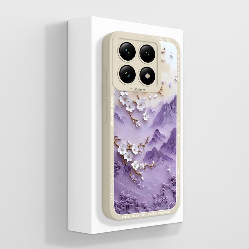 

Для Xiaomi 14T 12T 12S 13 15 Pro Ultra Lite Чехол для телефона Красивый фиолетовый узор с сердечками Любви Жидкий силикон Противоударный Защитный чехол Для Xiaomi Накладка Xiaomi 12 Lite