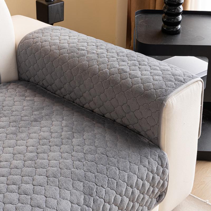 Thicken Plush Sofa Mat Nordic Solid Color Sofa Cover Corner Couch Slipcovers for Living Room Anti-slip Sofa Blanket Home
