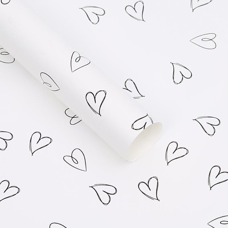 20Pcs Heart Printed Wrapping Paper Florist Bouquet Packaging Gift Wrapping Paper for Birthday Party DIY Craft Art Paper Roll