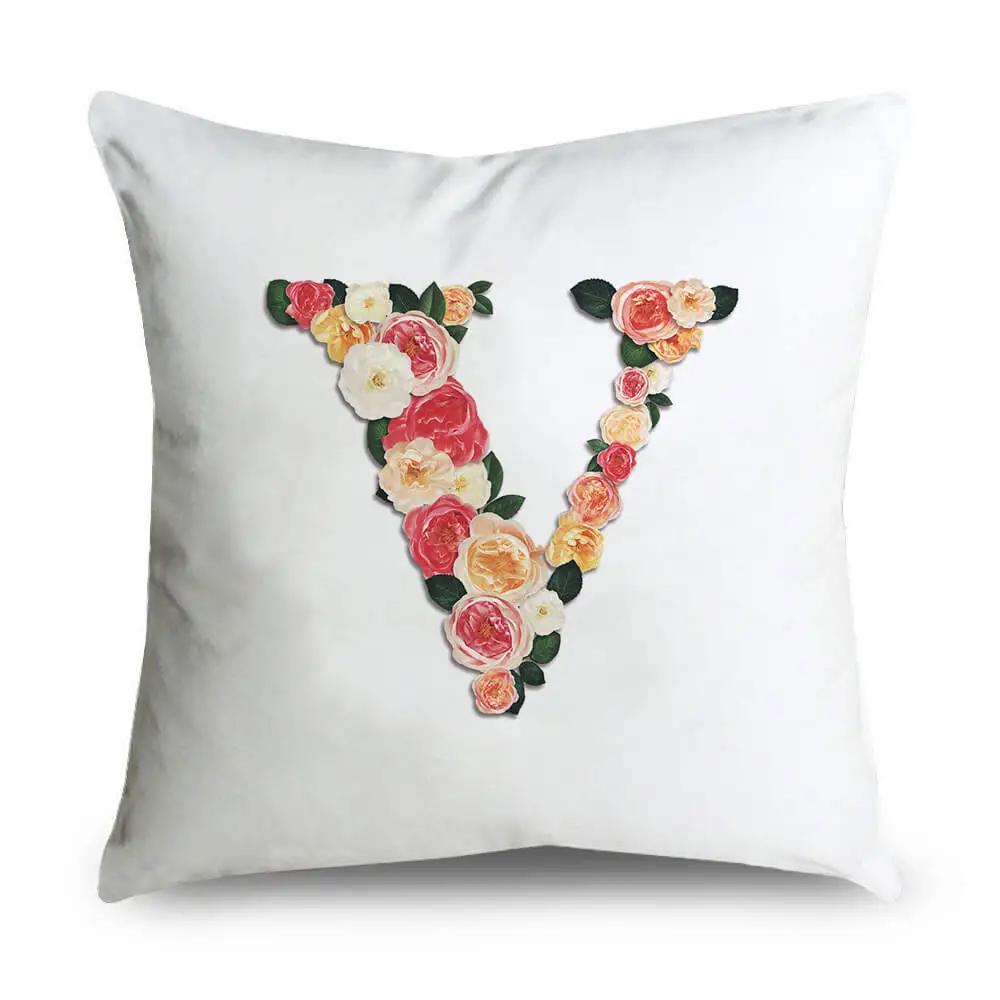 Pillow Home Decor Chair Pillowcase Wedding Decoration Cushion Cover Pink Flower Letter Sofa Car