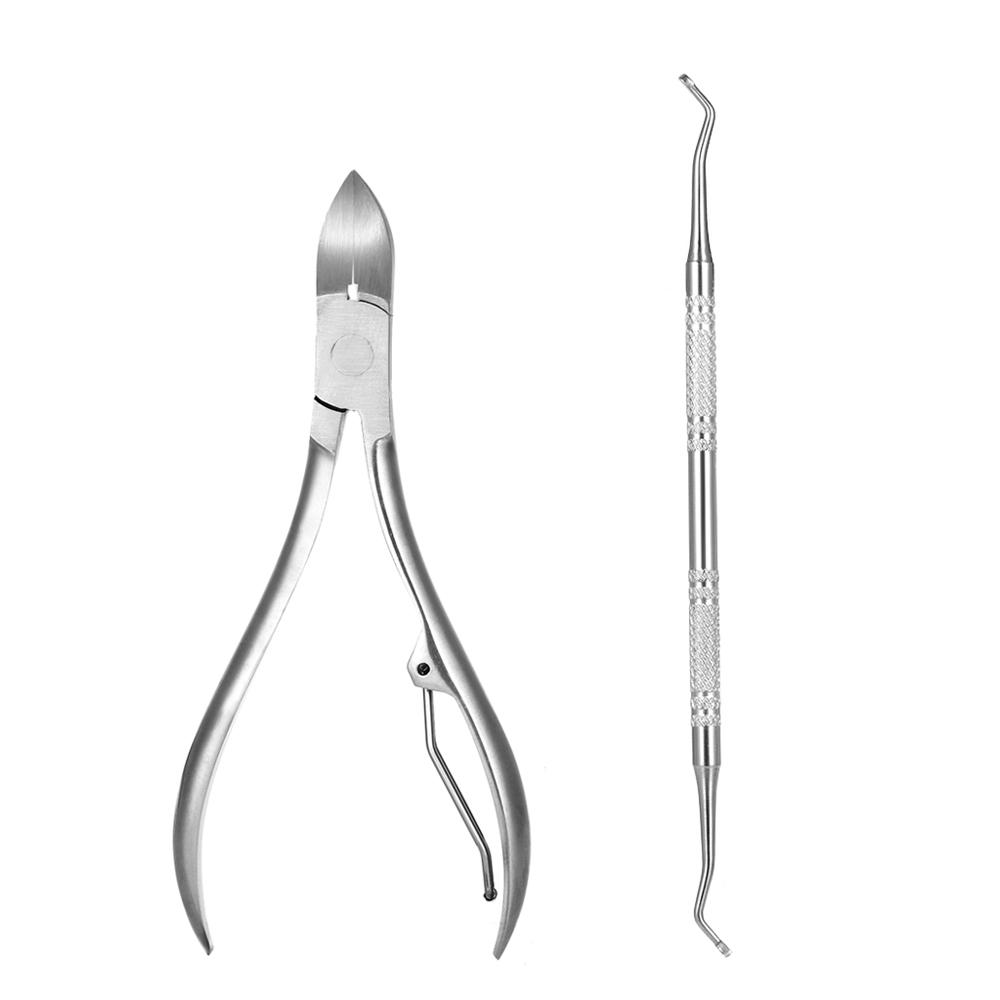 

2pcs Stainless Steel Nail Cuticle Scissor + Ingrowing Toenail Cleaner Nail Clippers Finger and Toe Nail Nipper Nail