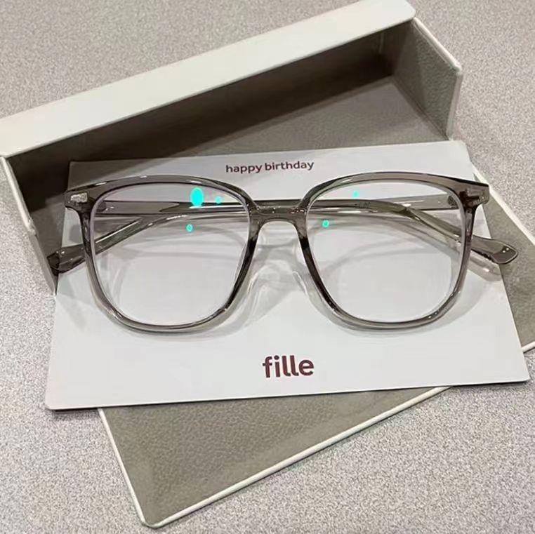 Korean Style Anti-Blue Light Glasses for Large Face - No Makeup Slimming Square Frame