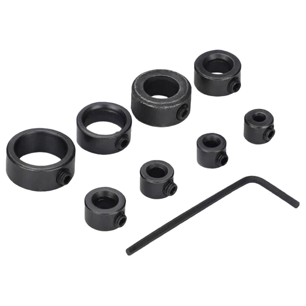 8Pcs Drill Bit Depth Stop Collar Set Adjustable Positioner Rings Split Rings 3-16mm with Wrench for Woodworking Tools