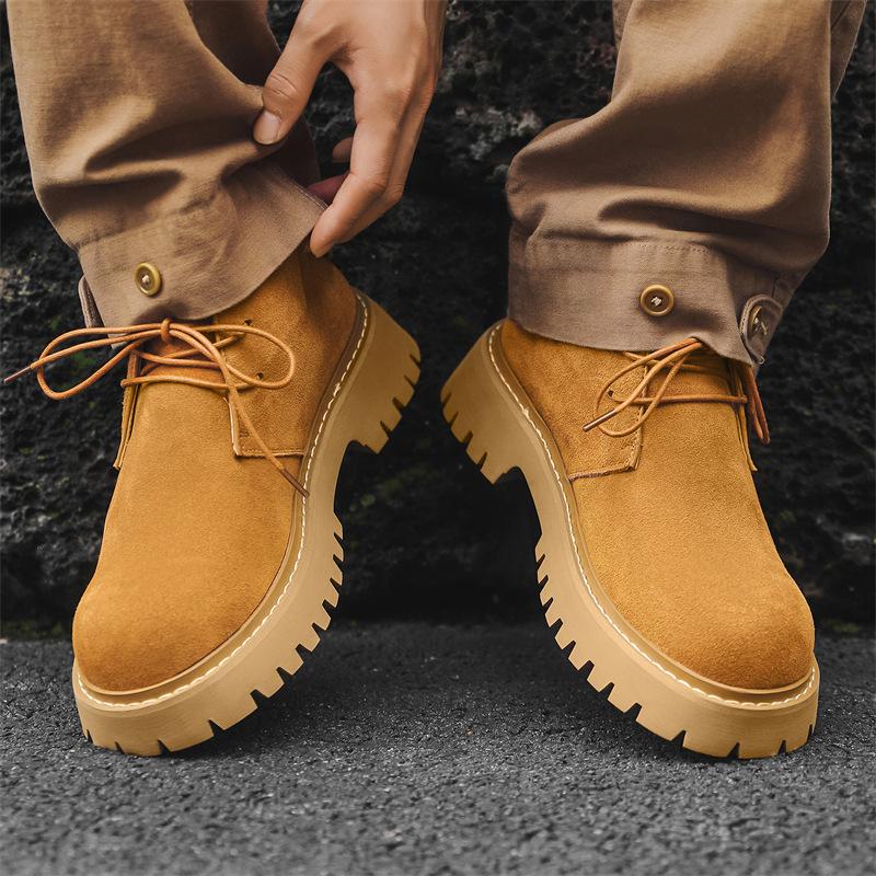 Derby shoes 2024 new summer low-top Martin boots men's retro tooling shoes breathable fur shoes 7302-J