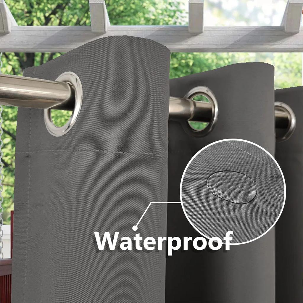 1 Stück Wasserdicht Outdoor Sichtschutz Ösenvorhang für Veranda Pergola Cabana Terrasse Modern Schlicht Kein Bohren erforderlich
