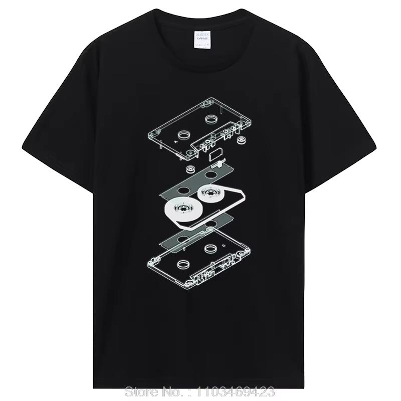 Unisex Funny Retro Audio Cassette Graphic Tee Dj Mc Tape Cd Player Streetwear Summer Casual Birthday Gift Top