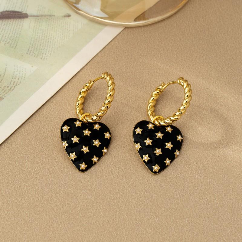 Vintage Enamel Earrings Women Geometric Circle Studs Detachable Ethnic Style Lightweight Luxury Jewelry