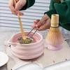 5 Pcs Pink Ceramic Matcha Bowl And Whisk Set Includes Matcha Bowl Matcha Whisk and Holder Bamboo Scoop Sifter Tea Ceremony Kit